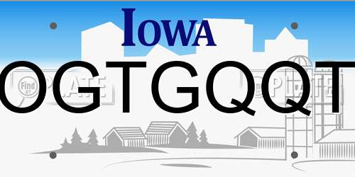 OGTGQQT Iowa License Plate