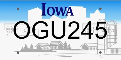 OGU245 Iowa License Plate