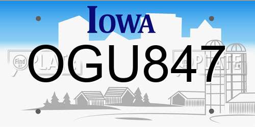 OGU847 Iowa License Plate