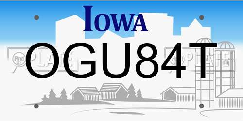 OGU84T Iowa License Plate