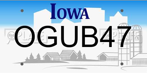 OGUB47 Iowa License Plate