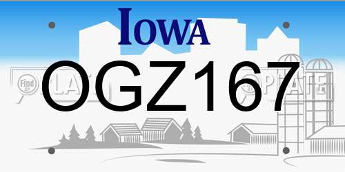 OGZ167 Iowa License Plate