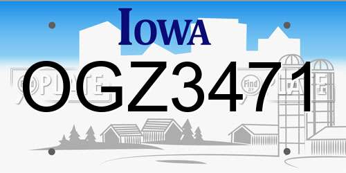 OGZ3471 Iowa License Plate