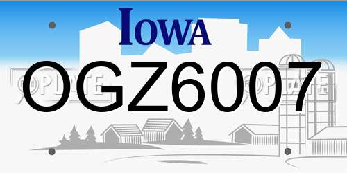 OGZ6007 Iowa License Plate