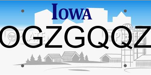OGZGQQZ Iowa License Plate