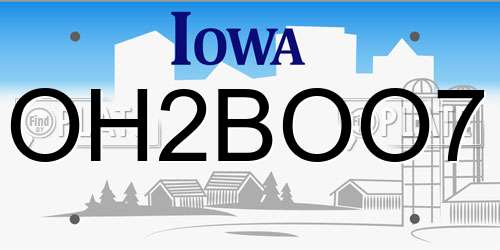 OH2BOO7 Iowa License Plate
