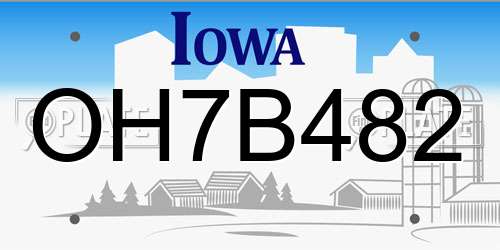 OH7B482 Iowa License Plate