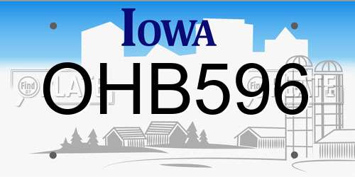 OHB596 Iowa License Plate