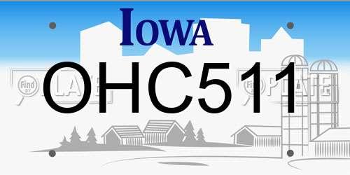 OHC511 Iowa License Plate