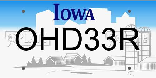 OHD33R Iowa License Plate