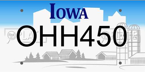OHH450 Iowa License Plate