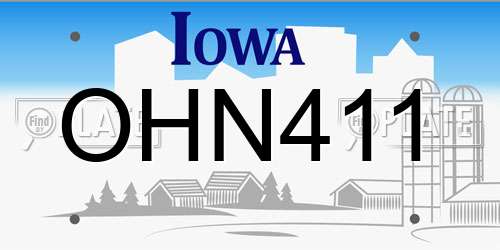 OHN411 Iowa License Plate