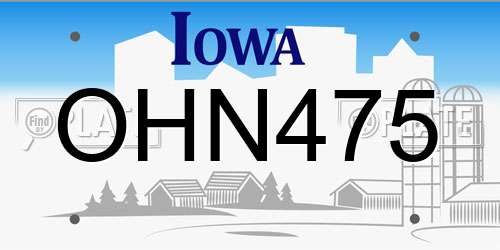 OHN475 Iowa License Plate