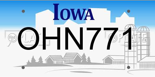 OHN771 Iowa License Plate