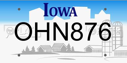 OHN876 Iowa License Plate