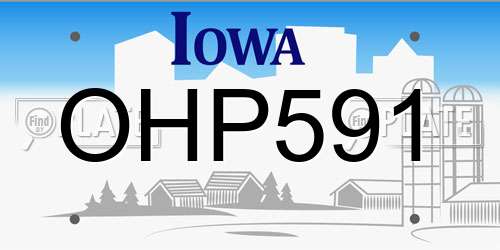 OHP591 Iowa License Plate