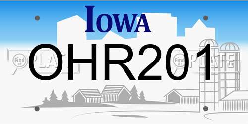 OHR201 Iowa License Plate