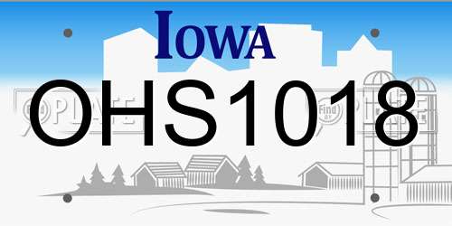 OHS1018 Iowa License Plate