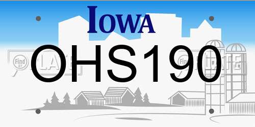 OHS190 Iowa License Plate