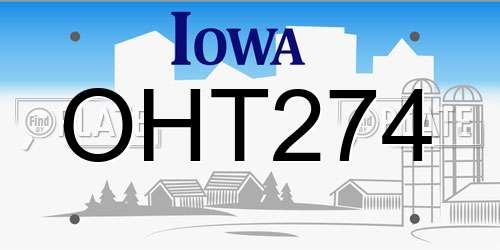 OHT274 Iowa License Plate