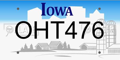OHT476 Iowa License Plate