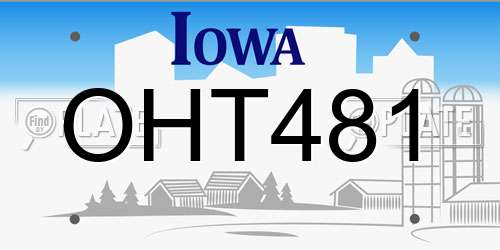 OHT481 Iowa License Plate