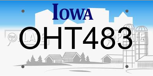 OHT483 Iowa License Plate
