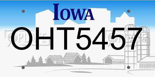 OHT5457 Iowa License Plate