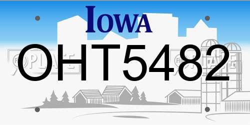 OHT5482 Iowa License Plate