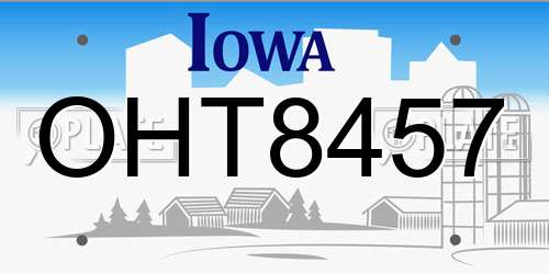 OHT8457 Iowa License Plate