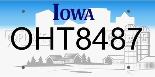 OHT8487 Iowa License Plate
