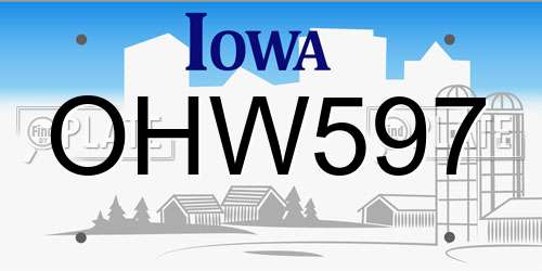 OHW597 Iowa License Plate