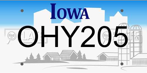 OHY205 Iowa License Plate