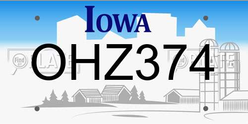 OHZ374 Iowa License Plate