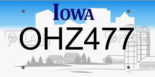 OHZ477 Iowa License Plate