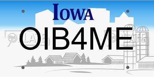 OIB4ME Iowa License Plate