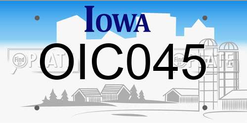 OIC045 Iowa License Plate