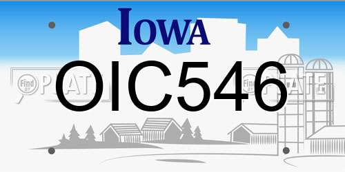 OIC546 Iowa License Plate