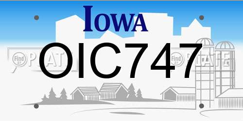 OIC747 Iowa License Plate