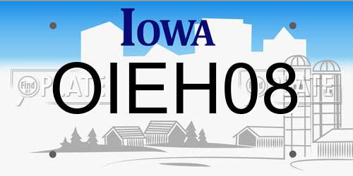 OIEH08 Iowa License Plate