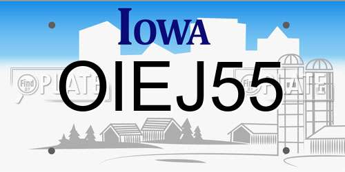 OIEJ55 Iowa License Plate