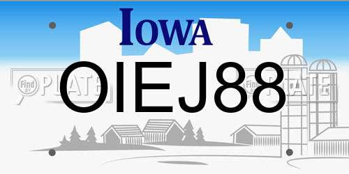 OIEJ88 Iowa License Plate