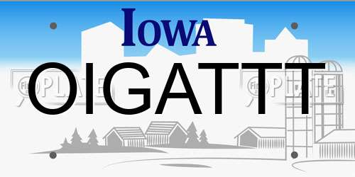 OIGATTT Iowa License Plate
