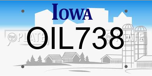 OIL738 Iowa License Plate