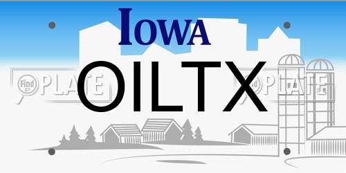 OILTX Iowa License Plate