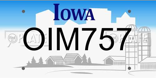 OIM757 Iowa License Plate