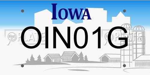 OIN01G Iowa License Plate
