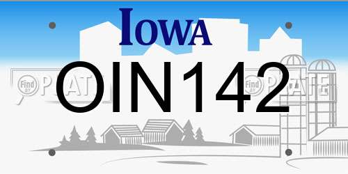 OIN142 Iowa License Plate