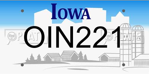 OIN221 Iowa License Plate