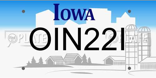 OIN22I Iowa License Plate